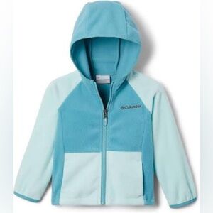 Columbia Fast Trek II Fleece Hoodie 2T Teal Blue Colorblock Full Zip Jacket Kids